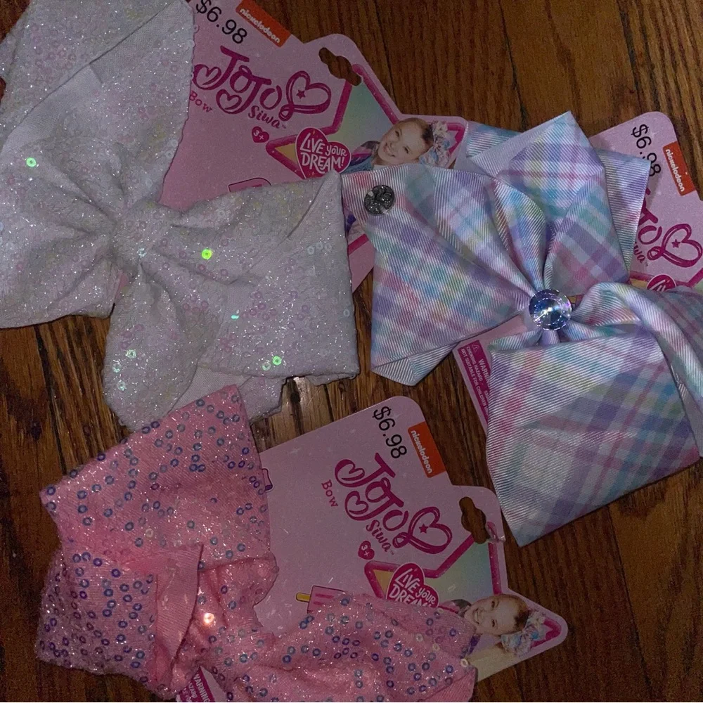 JoJo Siwa Pastel Plaid, Bubblegum Pink Sequin & Iridescent White Bow Set